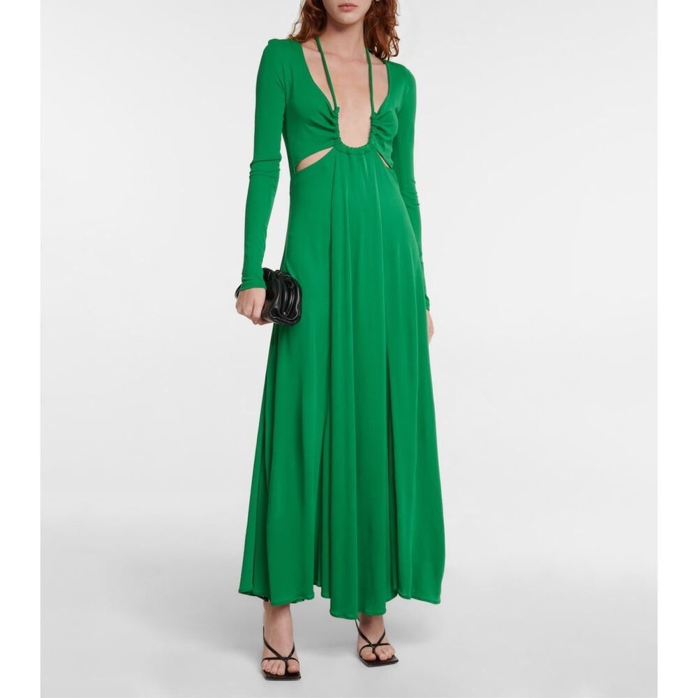 NWT Proenza Schouler U-Neck Matte Jersey Long Sleeve Maxi Dress Green Size 4 $15